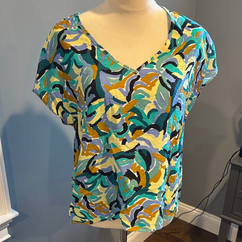 Vibrant Multicolor V-Neck Women's Top